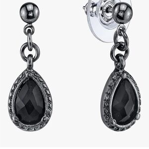 Black Victorian Inspired Teardrop Earrings